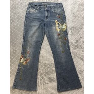 Roadrunner Jeans Women's 10 Bootcut Vintage Butterfly Embroidery Rhinestone Y2K